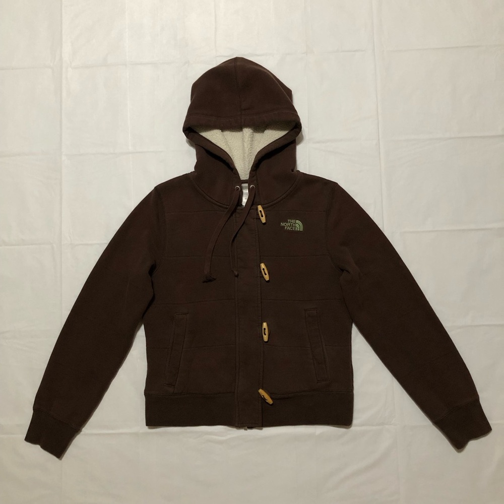 The North Face Womens Long Sleeve Zip & Toggle Closure Hoodie Brown Sweatshirt S
